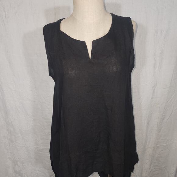 VIVIAN SHYU sz S/M black asymmetrical hi low sleeveless linen top Italy - Picture 3 of 8